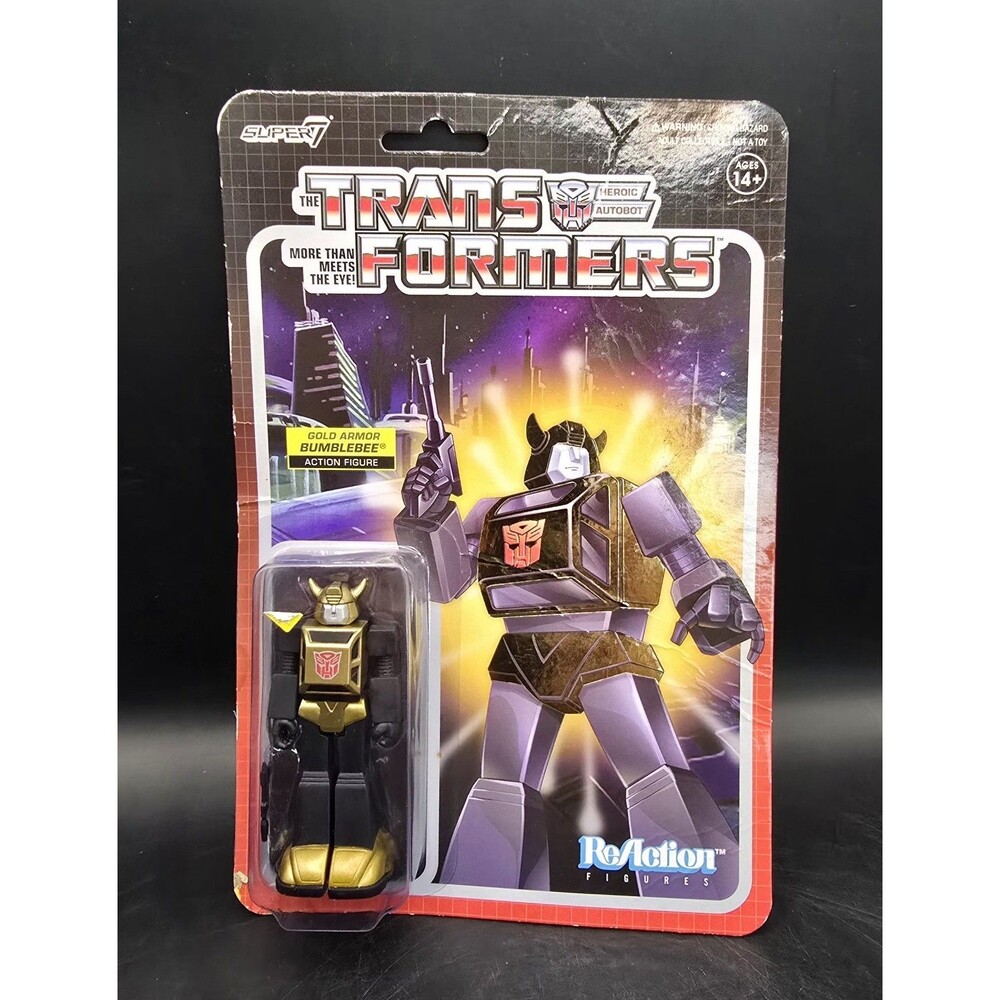 Super 7 Transformers Reaction Target Exclusive Gold Armor Bumblebee Figure New